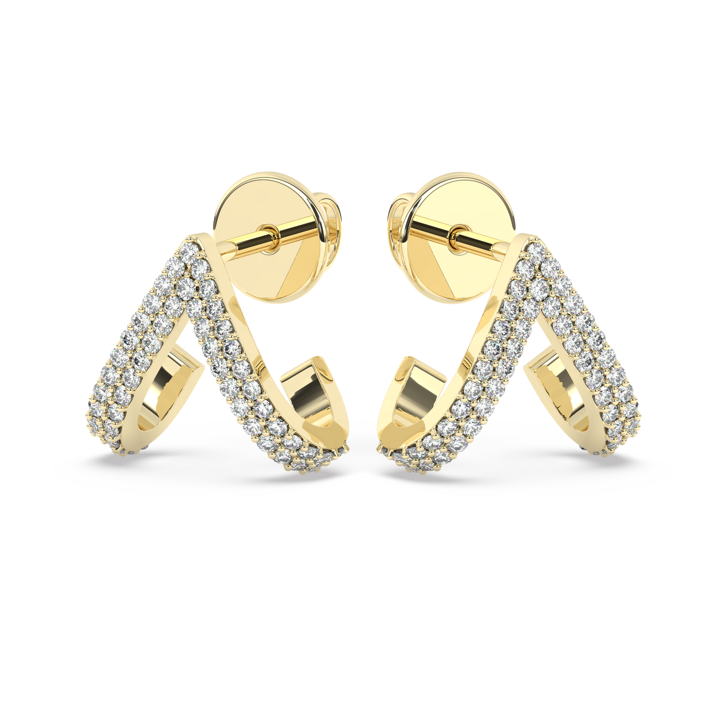 Noémie Earring Double Pave in Yellow Gold